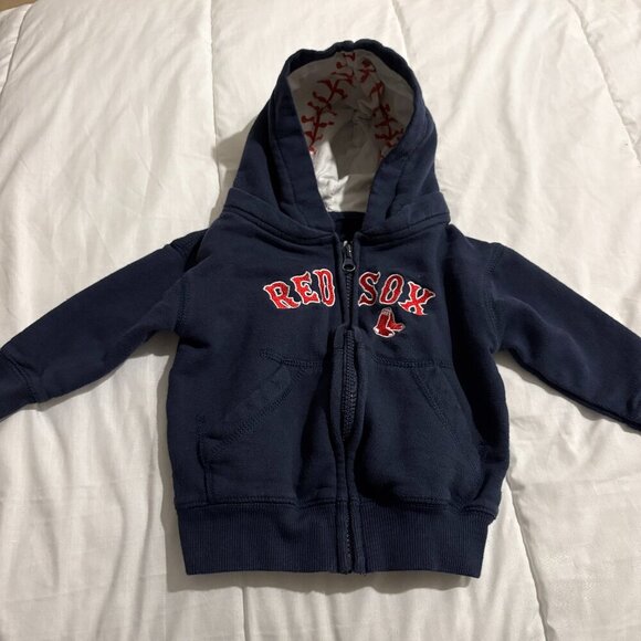Boston Red Socks Baby Zip Up Sweatshirt Size 6m Navy Blue Red Baseball MLB - Picture 1 of 9